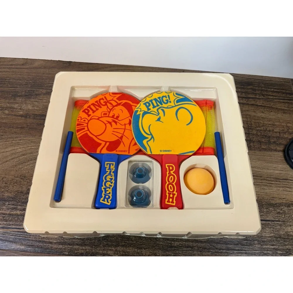 Vintage Winnie the Pooh Table Top Tennis Game Paddles Ball Net New Open Box